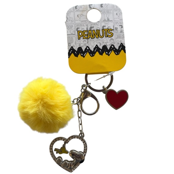 Peanuts Snoopy and Woodstock Keychain Handbag Charm Clip-On Pom Pom - Picture 3 of 3